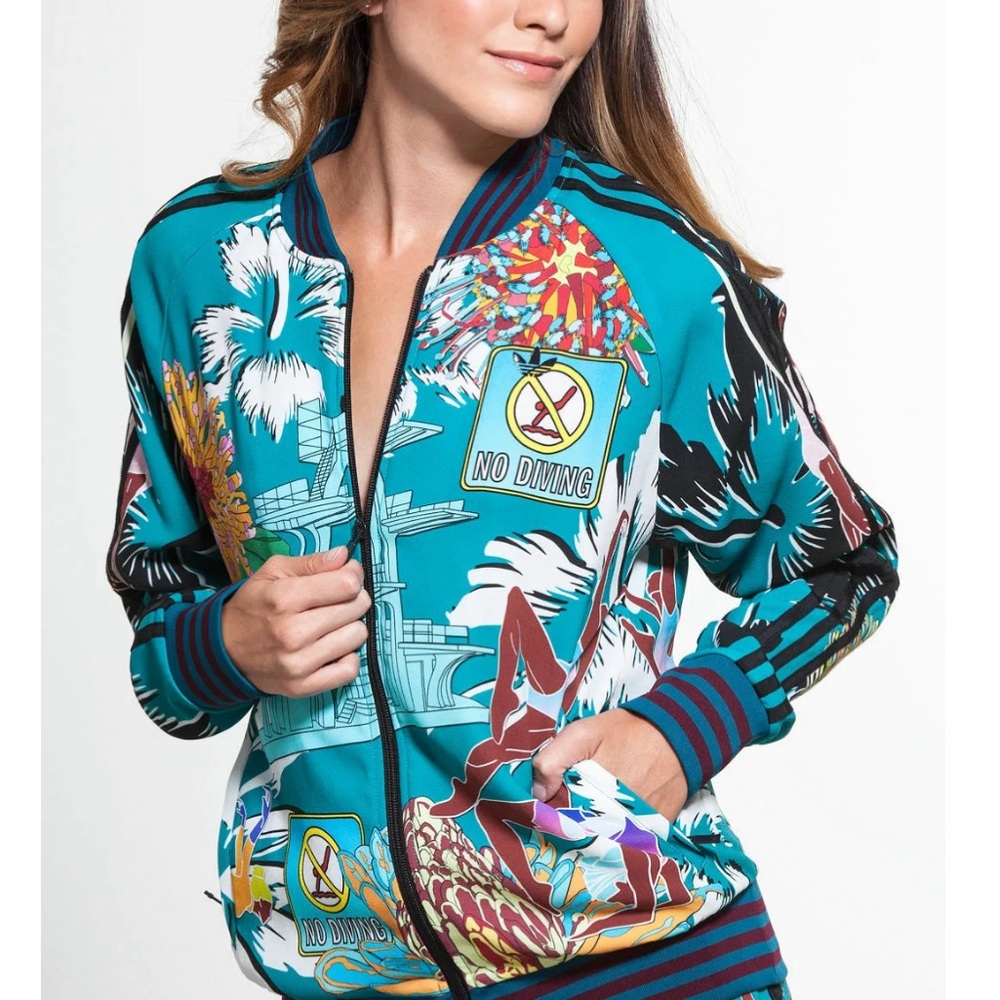 Adidas MARY KATRANTZOU CREPE TRACK TOP AOP Jacket superstar sweat shirt~Sz L